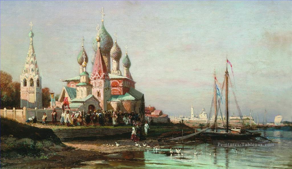 procession de Pâques dans yaroslavl 1863 Alexey Bogolyubov scènes de ville de paysage urbain Peintures à l'huile
